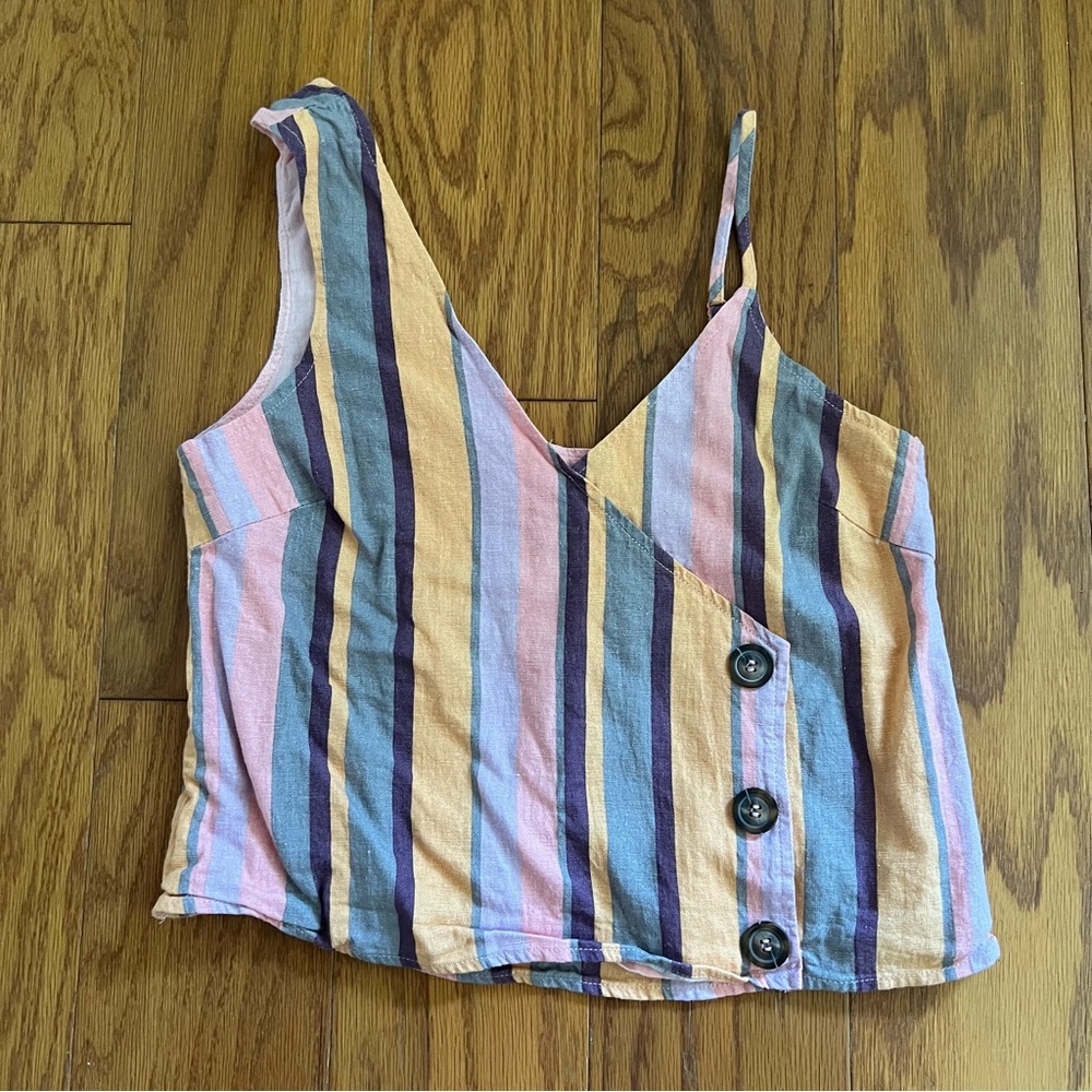 Les lis Vertical Striped Asymmetrical Women's Top crop shirt small s - Picture 2 of 9
